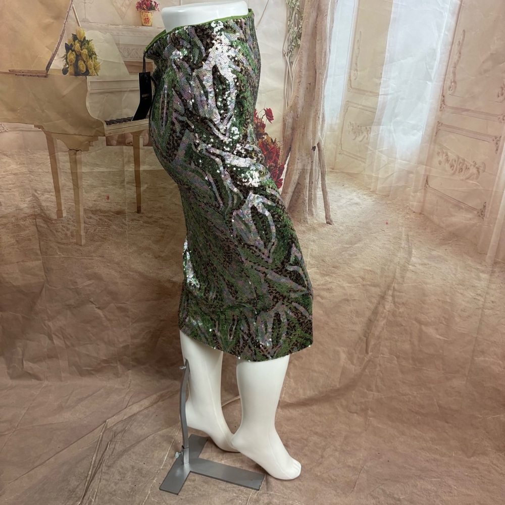 NEW La Superbe Liza Rattlers Green Sequin Pencil Skirt - Picture 5 of 12